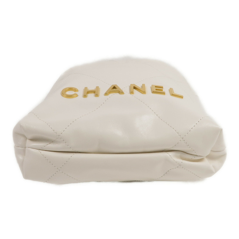 CHANEL 牛皮皮革Mini 22金扣手挽肩背兩用袋-3