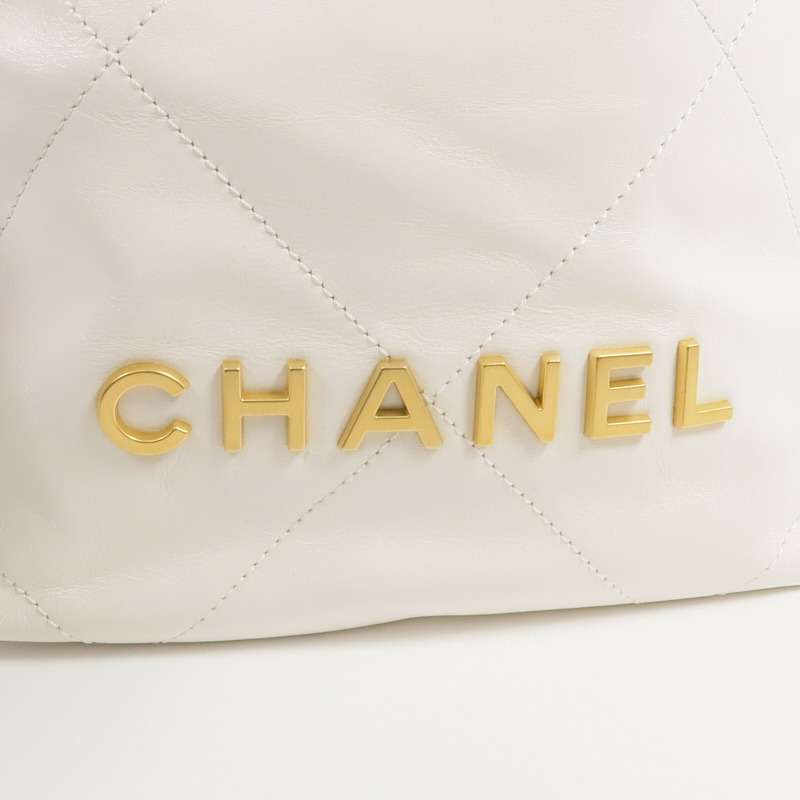 CHANEL 牛皮皮革Mini 22金扣手挽肩背兩用袋-9