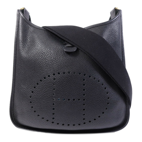 HERMES Clemence皮革Evelyne PM金扣肩背袋Noir