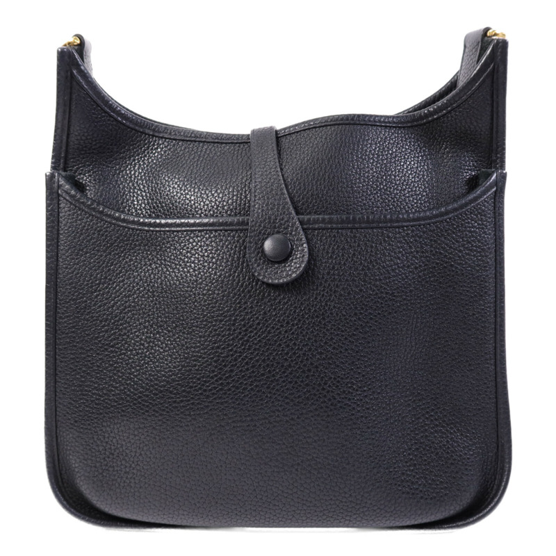 HERMES Clemence皮革Evelyne PM金扣肩背袋Noir-1