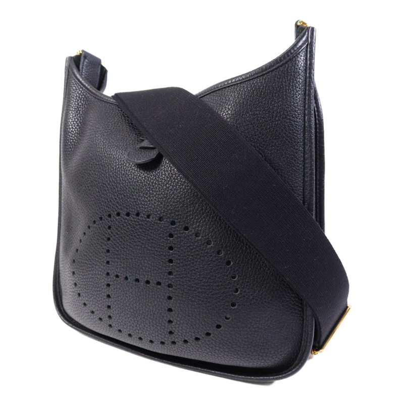 HERMES Clemence皮革Evelyne PM金扣肩背袋Noir-2
