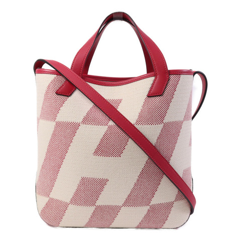 HERMES Toile H帆布Biais 27手挽肩背兩用袋Framboise