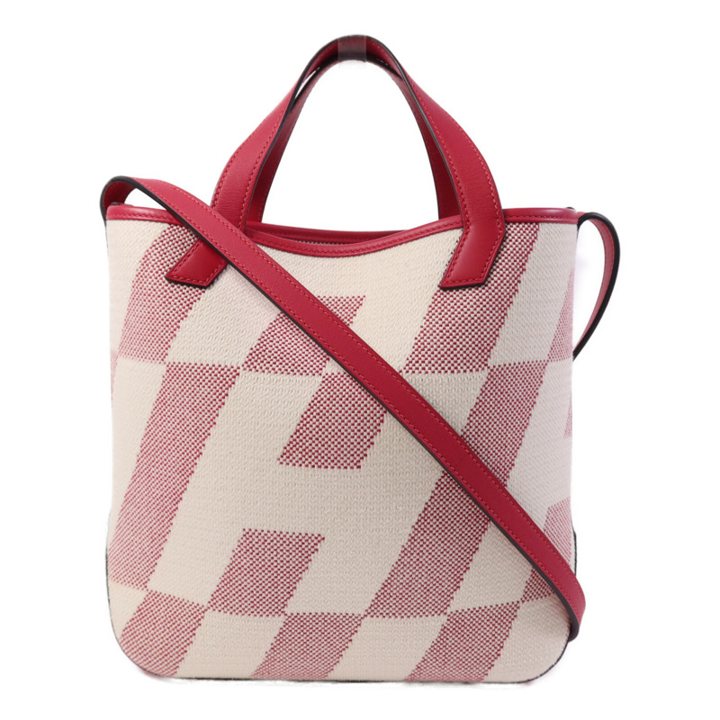 HERMES Toile H帆布Biais 27手挽肩背兩用袋Framboise-0