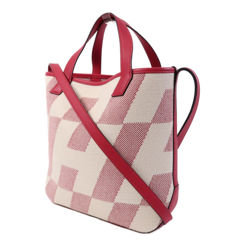 HERMES Toile H帆布Biais 27手挽肩背兩用袋Framboise-2