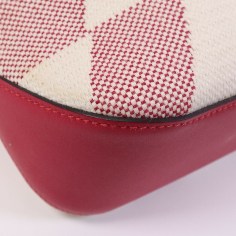 HERMES Toile H帆布Biais 27手挽肩背兩用袋Framboise-5