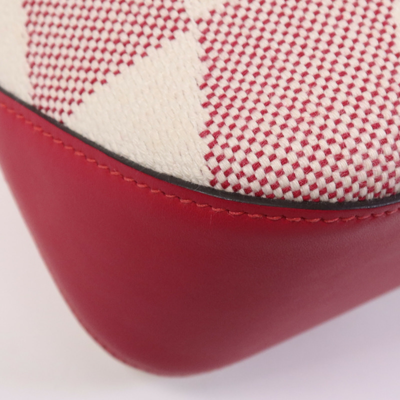 HERMES Toile H帆布Biais 27手挽肩背兩用袋Framboise-7