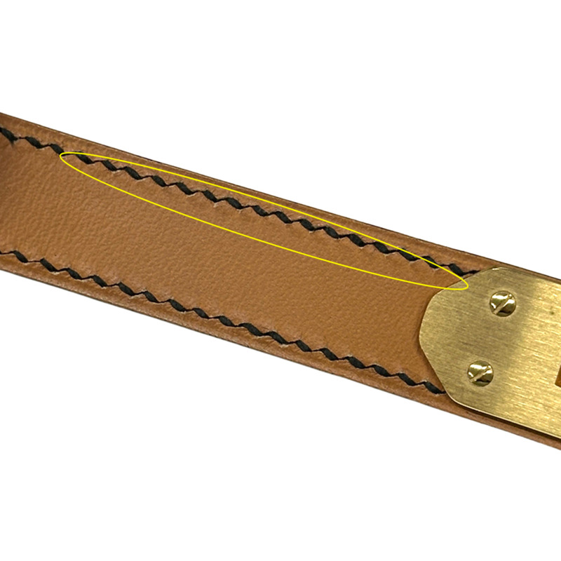 愛馬仕 Kelly 女士石英腕錶,QZ GP,皮革錶帶,金色錶盤,黑色錶殼,○Z-11