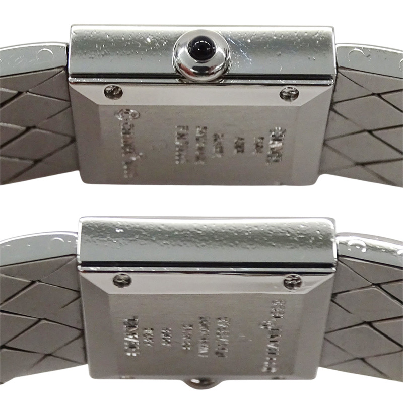 香奈兒女士絎縫石英腕錶,QZ系列不鏽鋼錶殼,H0009,銀/黑色方形錶盤,拋光處理-2