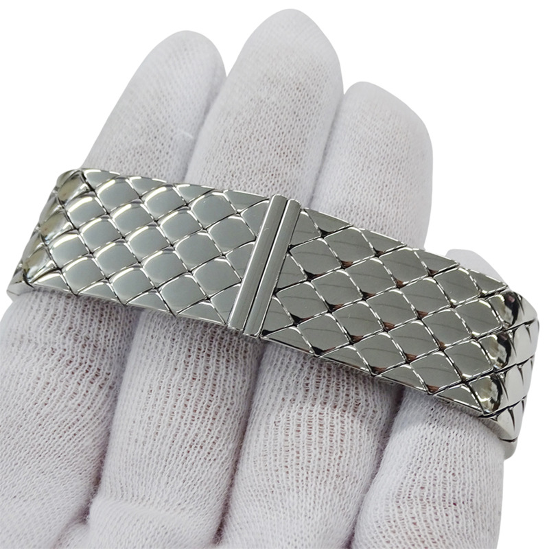 香奈兒女士絎縫石英腕錶,QZ系列不鏽鋼錶殼,H0009,銀/黑色方形錶盤,拋光處理-4