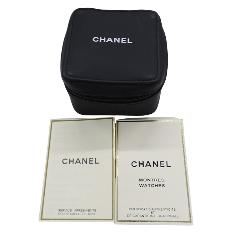 香奈兒女士絎縫石英腕錶,QZ系列不鏽鋼錶殼,H0009,銀/黑色方形錶盤,拋光處理-6