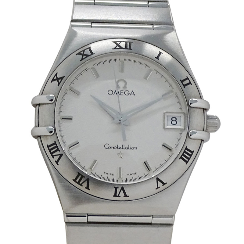 歐米茄星座系列 1512.30 男士腕錶,日期顯示,石英機芯,QZ,不鏽鋼錶殼,銀色,白色,拋光-1