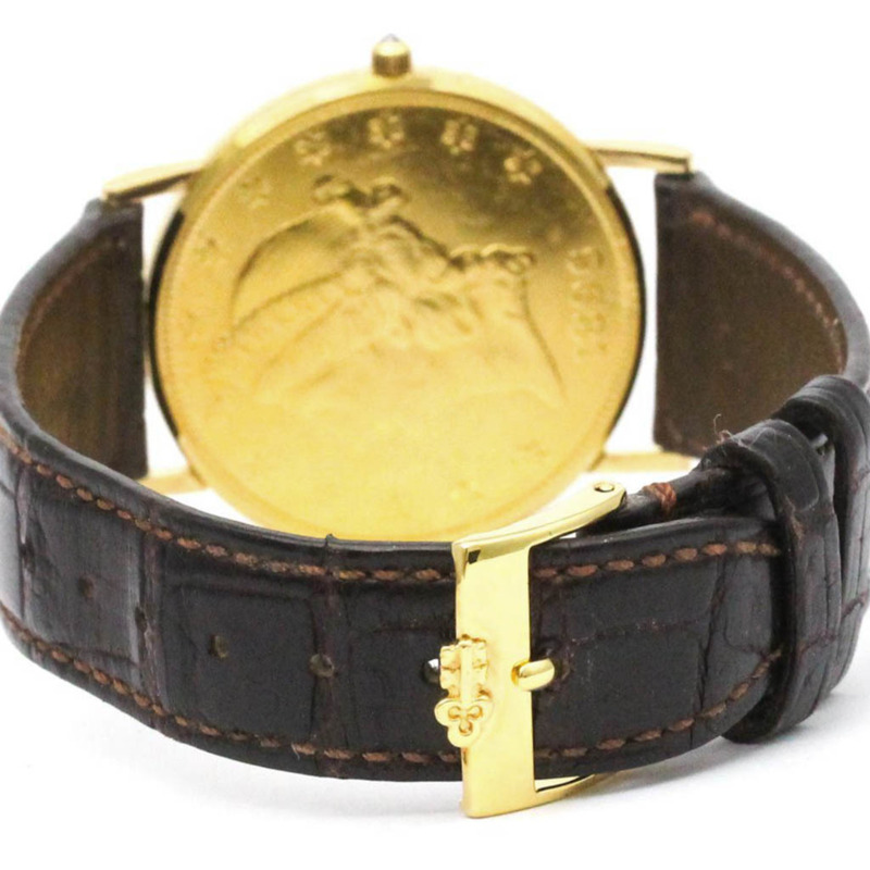 崑崙金幣腕錶 20 美元 18K 金錶帶 石英男士腕錶-4