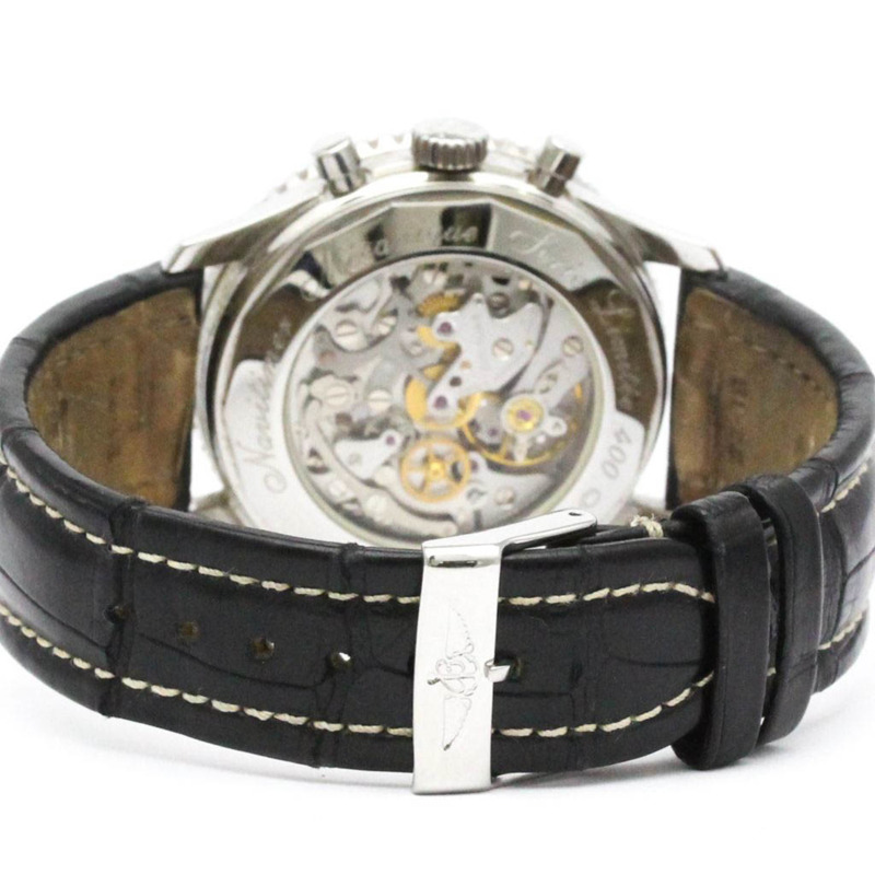 百年靈 Navitimer 精鋼皮錶帶男士腕錶 A11022.1 拋光款-4