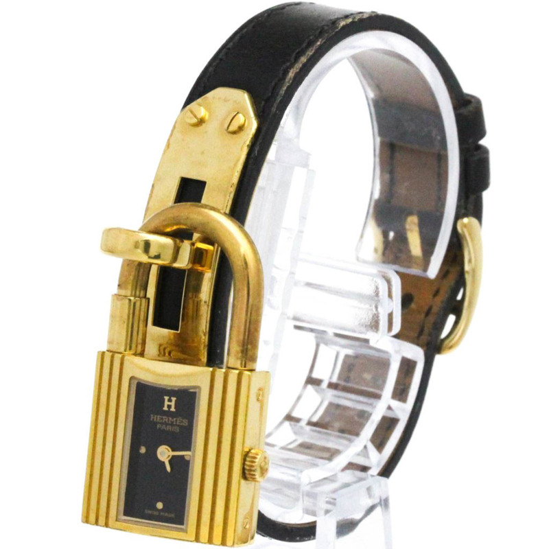 愛馬仕 Kelly 女士腕錶，鍍金皮革錶帶，石英機芯-0