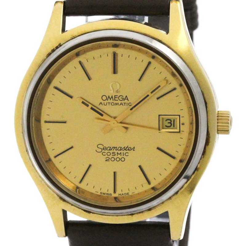 歐米茄海馬系列 Cosmic 2000 Cal 1012 鍍金男士腕錶 166.128-0