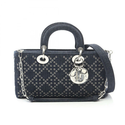 Christian Dior Lady D-Joy 中型鏈條肩挎包 牛仔布 海軍藍