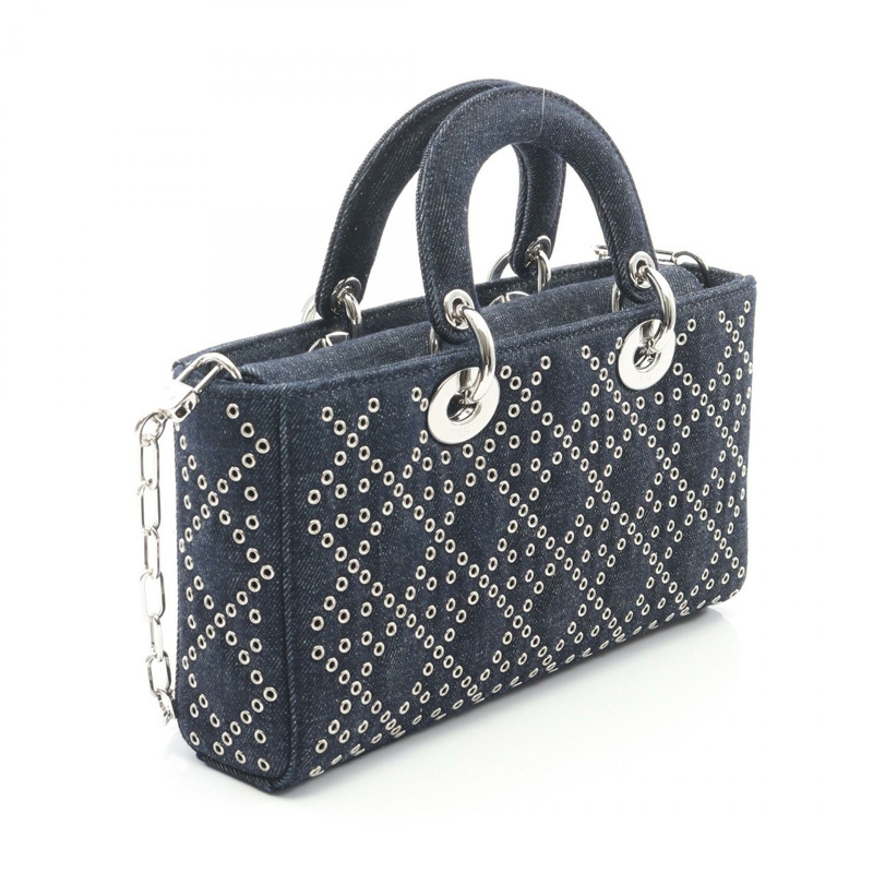 Christian Dior Lady D-Joy 中型鏈條肩挎包 牛仔布 海軍藍-1