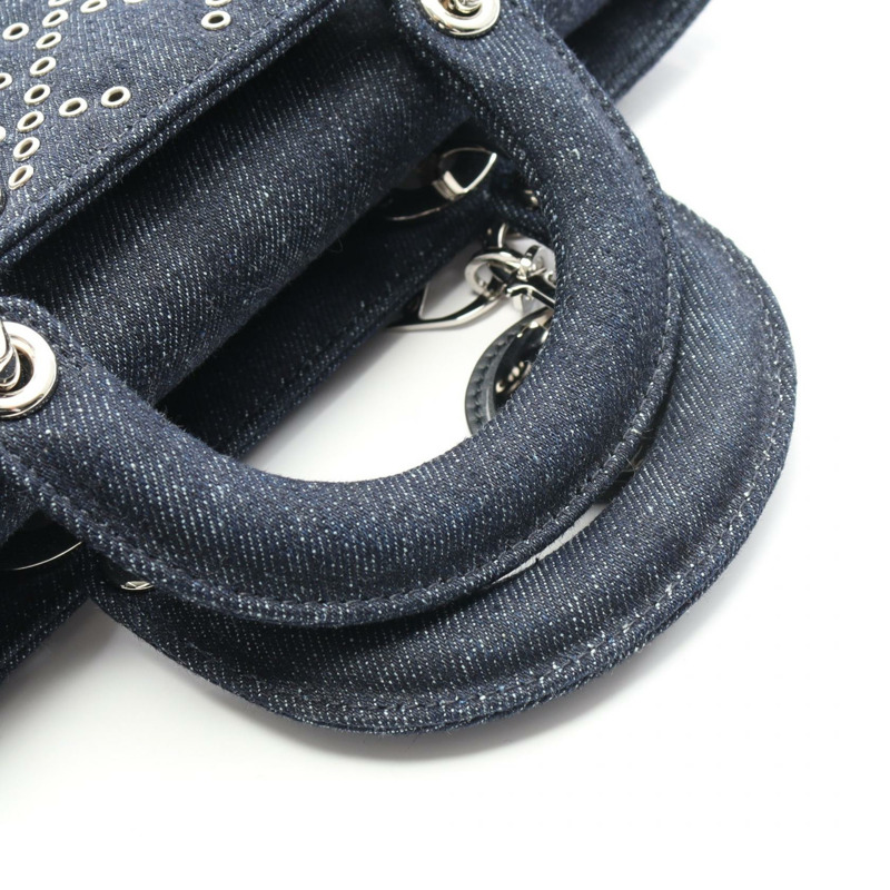 Christian Dior Lady D-Joy 中型鏈條肩挎包 牛仔布 海軍藍-5