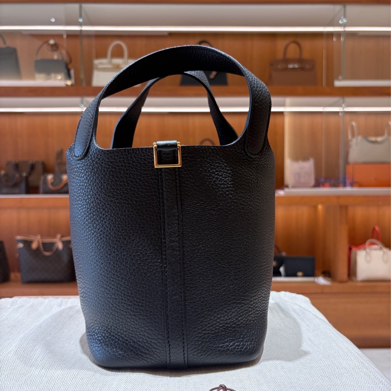 【Z刻新款、黑金優雅入門】Hermès Picotin 18 手提包|黑色金扣|Z刻 2021年份-1