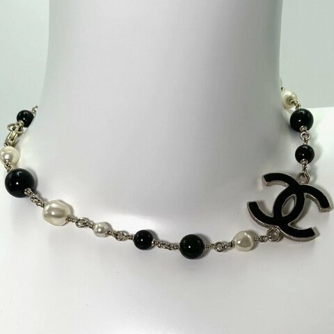 CHANEL 黑白珍珠項鍊 52cm 98新