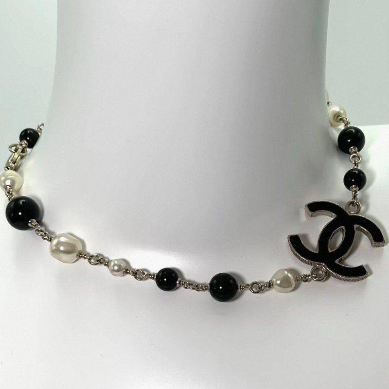 CHANEL 黑白珍珠項鍊 52cm 98新-0