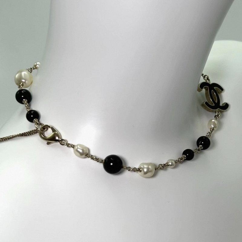 CHANEL 黑白珍珠項鍊 52cm 98新-4