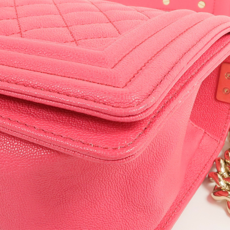 CHANEL 牛皮皮革Boy 25金扣鏈帶肩背袋-5