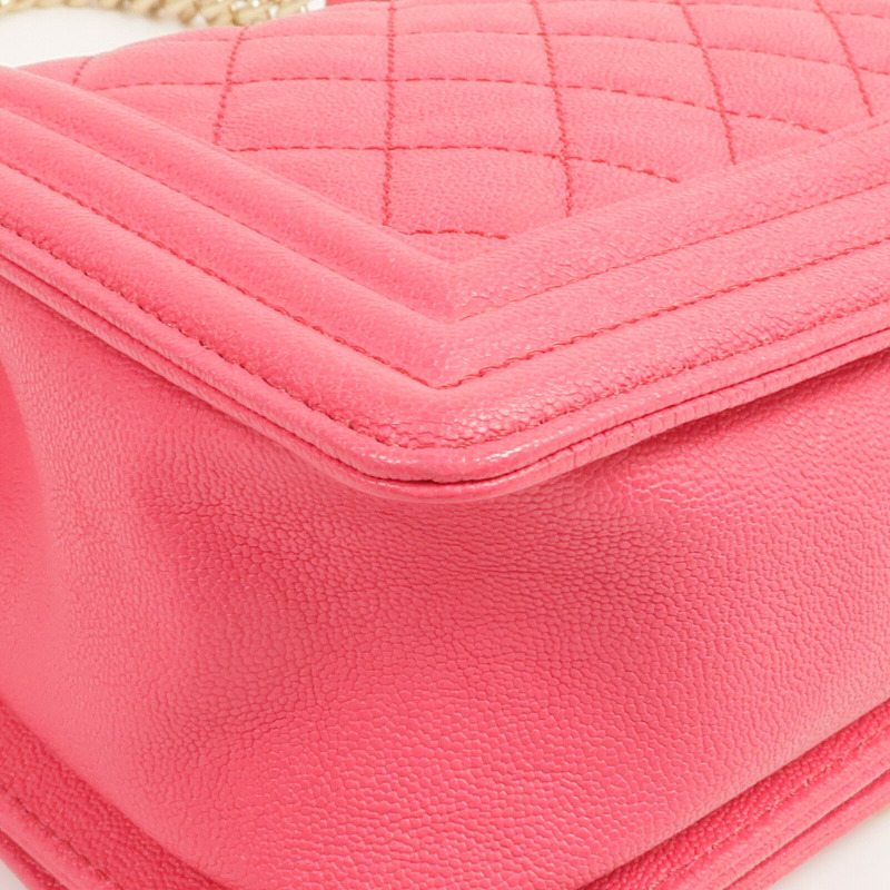 CHANEL 牛皮皮革Boy 25金扣鏈帶肩背袋-8