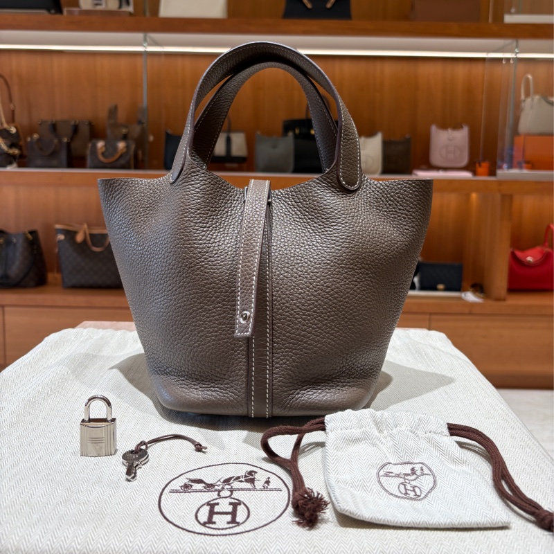 【大象灰實搭、銀扣低調有型】Hermès Picotin 18 手提包|大象灰銀扣|U刻 2022年份-0