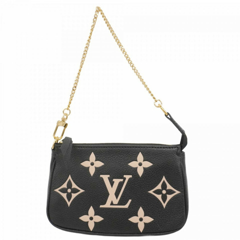 路易威登 Monogram Empreinte 雙色迷你手拿包配件 M80732 黑色/米色 女式