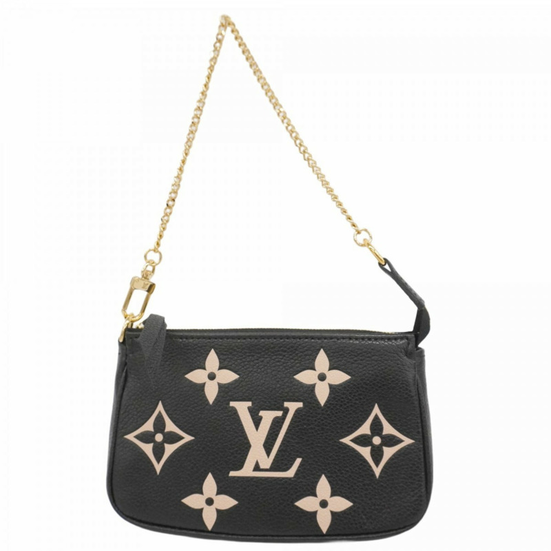 路易威登 Monogram Empreinte 雙色迷你手拿包配件 M80732 黑色/米色 女式-0