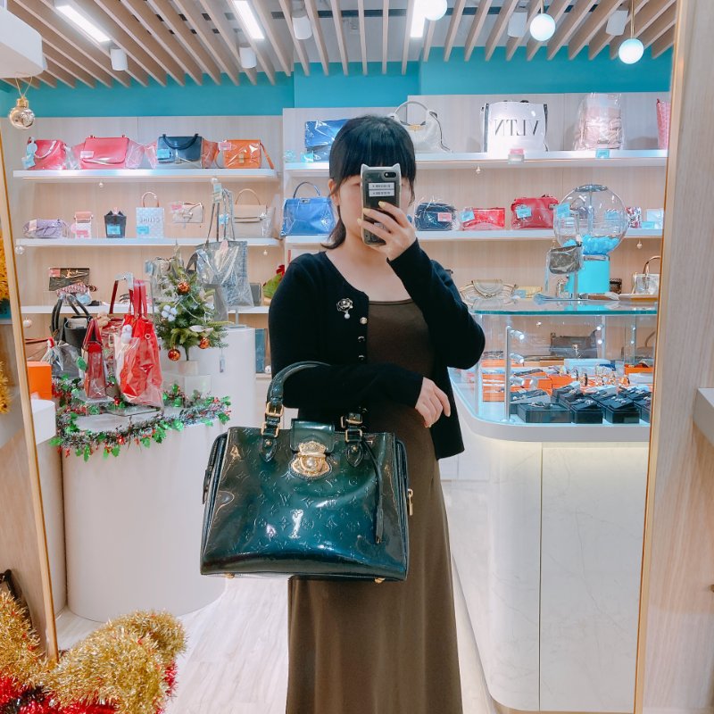 MS0399 Louis Vuitton 路易威登 梅爾羅斯 漆皮 金扣 手提包 M93756 Melrose Avenue Handbag Verris Skin Bleu Nuit x GHW-21