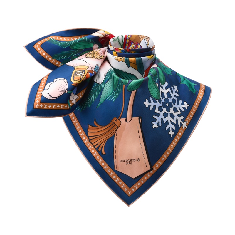 Louis Vuitton LV Vivienne Winter Celebration 90 方巾 絲巾 M97188-1