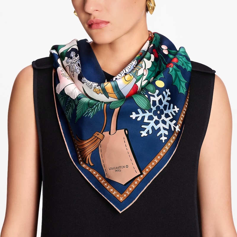 Louis Vuitton LV Vivienne Winter Celebration 90 方巾 絲巾 M97188-3