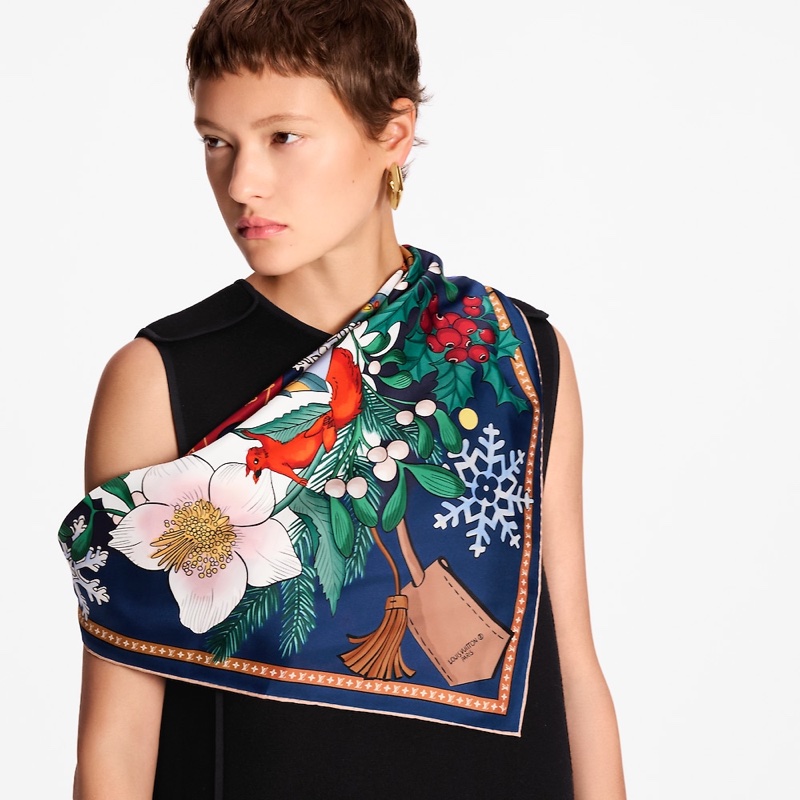 Louis Vuitton LV Vivienne Winter Celebration 90 方巾 絲巾 M97188-4