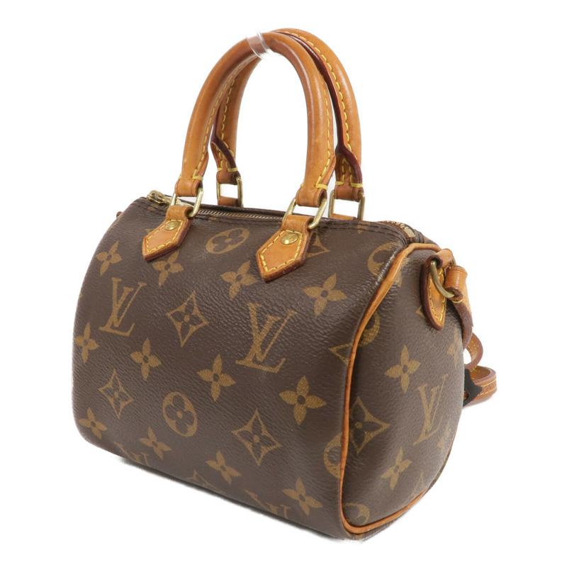 LOUIS VUITTON Monogram Nano Speedy金扣手挽肩背兩用袋棕色-2