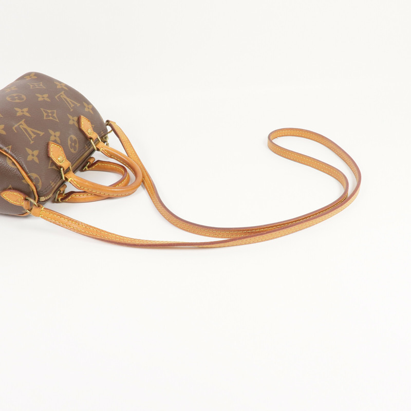 LOUIS VUITTON Monogram Nano Speedy金扣手挽肩背兩用袋棕色-4