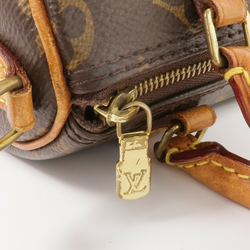 LOUIS VUITTON Monogram Nano Speedy金扣手挽肩背兩用袋棕色-9