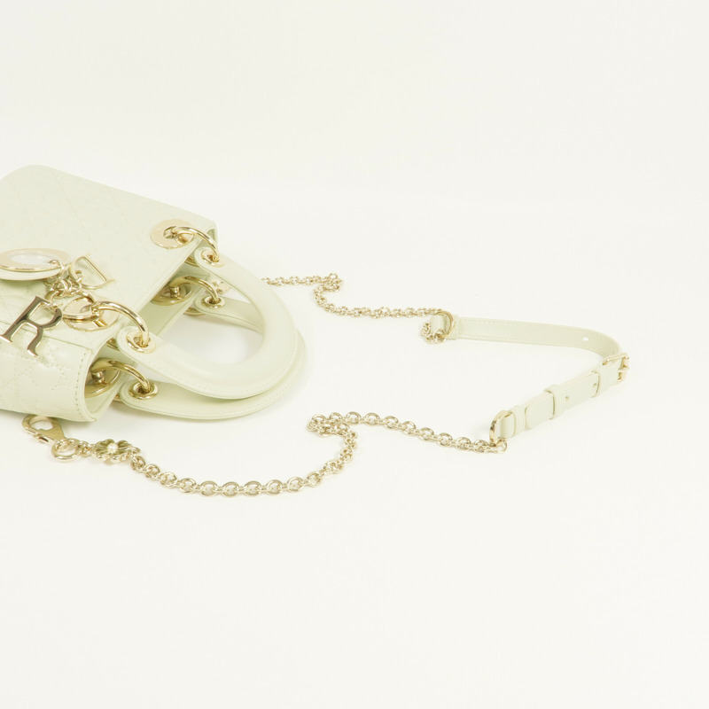 Dior 羊皮皮革Mini Lady Dior Bag金扣鏈帶肩背袋-4