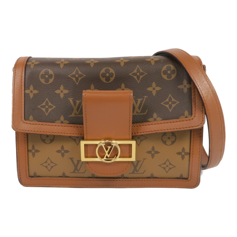 LOUIS VUITTON Monogram Reverse Dauphine MM金扣肩背袋-0