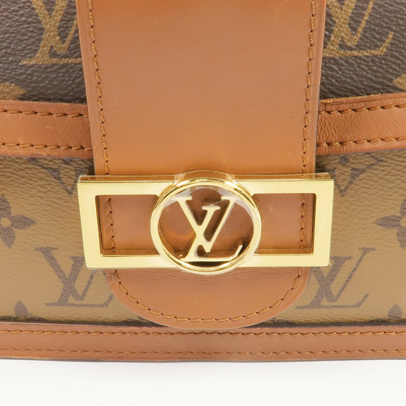 LOUIS VUITTON Monogram Reverse Dauphine MM金扣肩背袋-10