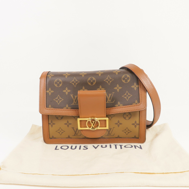 LOUIS VUITTON Monogram Reverse Dauphine MM金扣肩背袋-17
