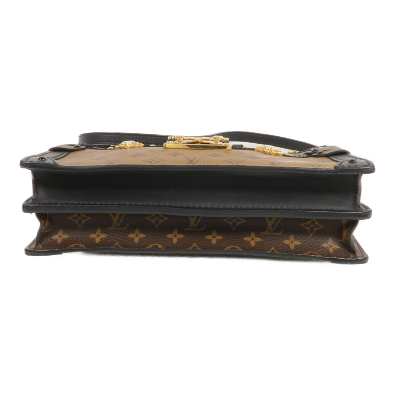 LOUIS VUITTON Monogram Reverse Trunk Clutch金扣肩背袋棕色-3