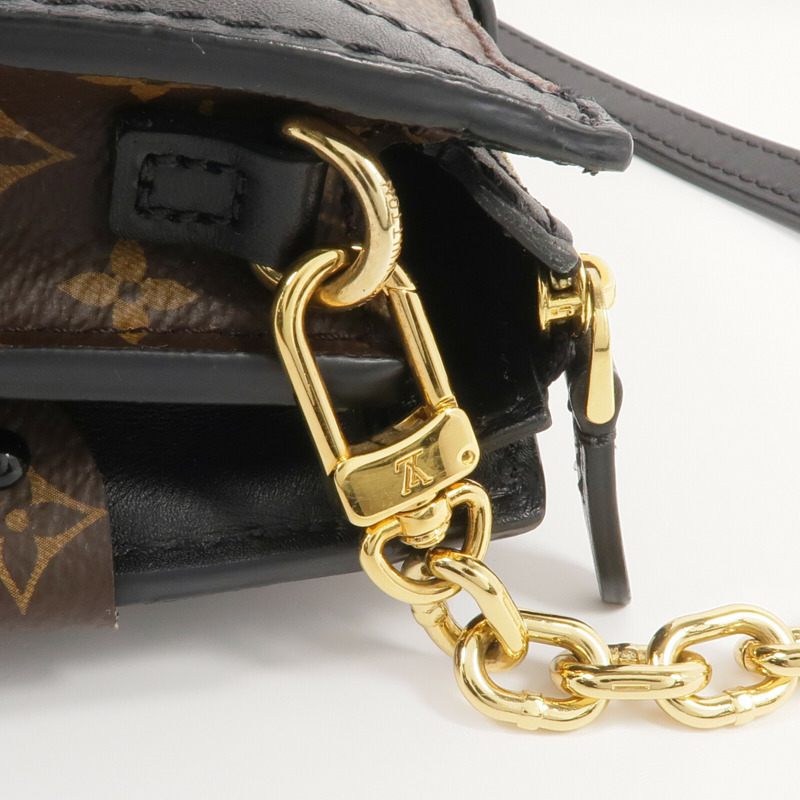 LOUIS VUITTON Monogram Reverse Trunk Clutch金扣肩背袋棕色-9