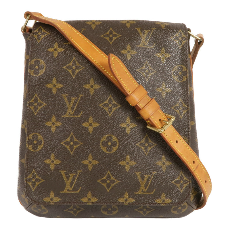 LOUIS VUITTON Monogram Musette Salsa金扣肩背袋棕色-0