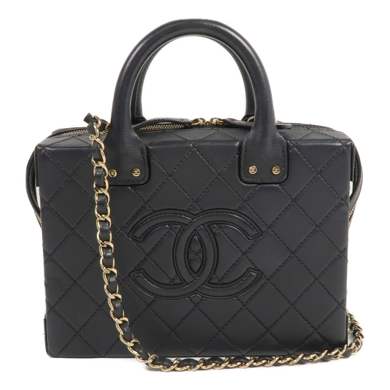 CHANEL 牛皮皮革Vanity Case金扣手挽肩背兩用袋-0