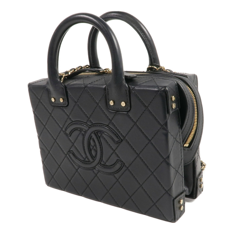 CHANEL 牛皮皮革Vanity Case金扣手挽肩背兩用袋-2