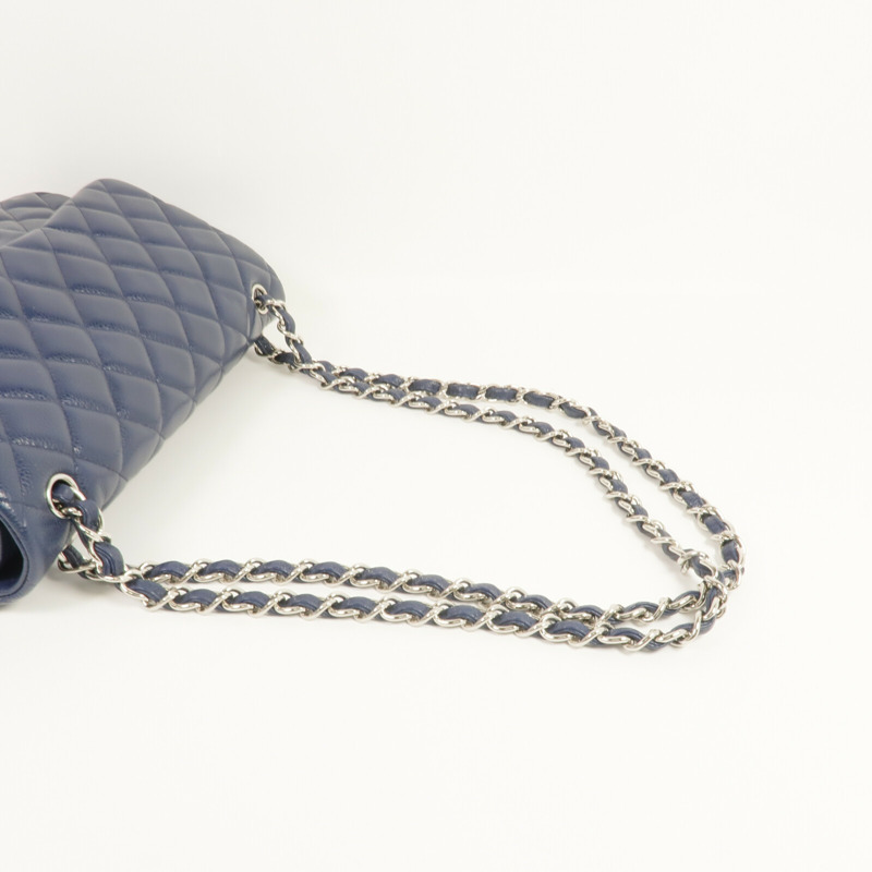 CHANEL 牛皮皮革Large Classic鏈帶肩背袋銀扣鏈帶肩背袋-4