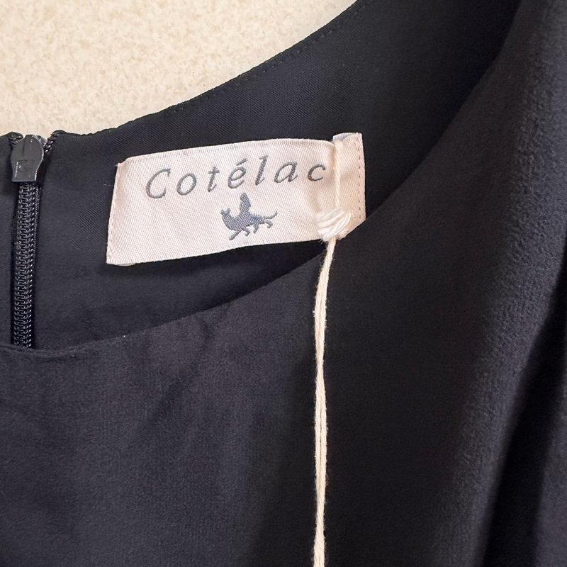 63）萬元精品Cotelac黑色雙材質拼接設計感洋裝 M-L可穿 原價12980-3