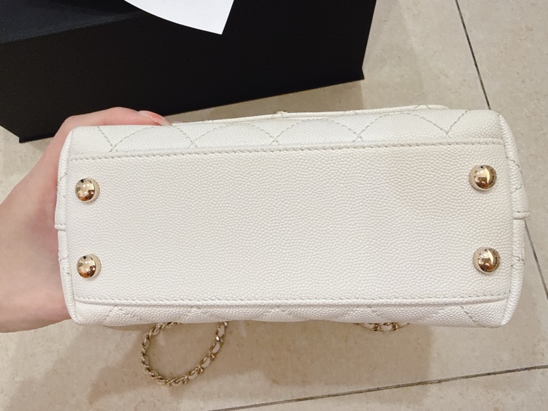 香奈兒Chanel Coco handle Mini 白色荔枝皮-7